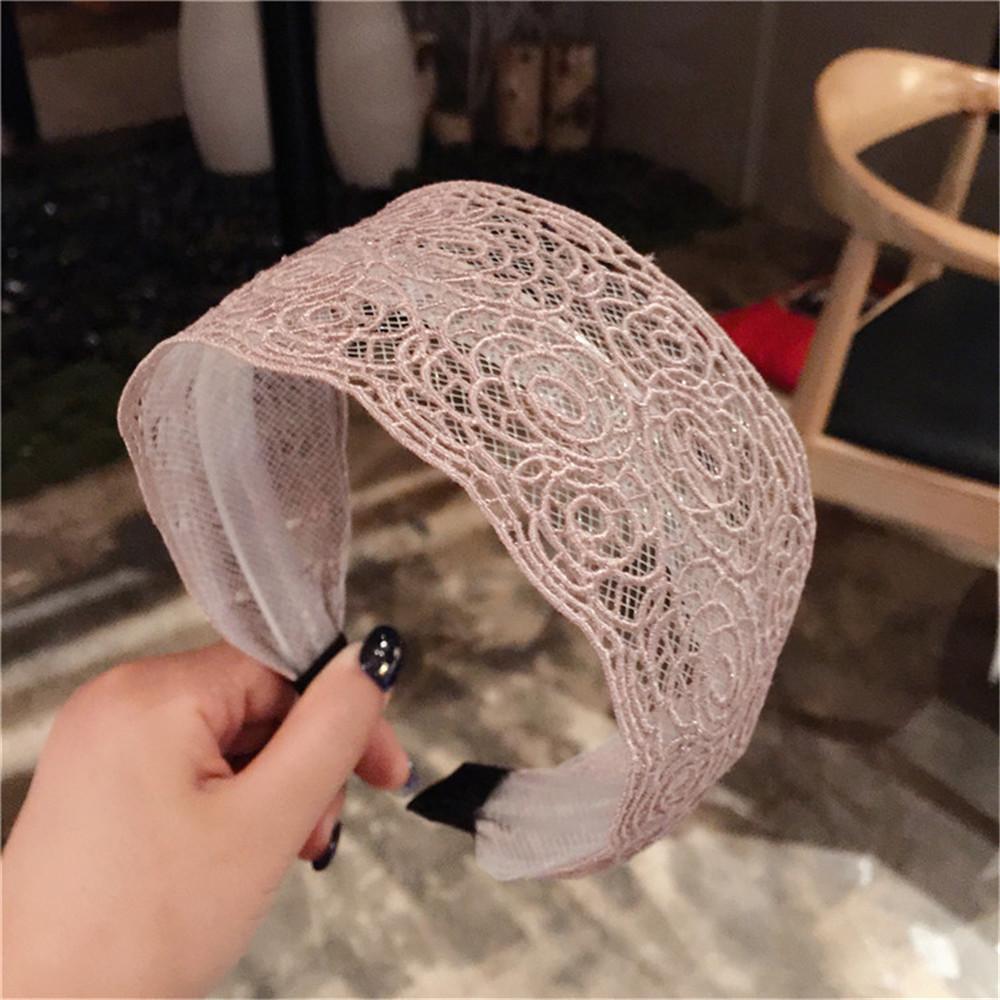Fashion Women Lace Hairbands Wide Hair Hoop No-slip Lady Flower Hollow Headbands with Teeth Elegant Female Hair Accessories