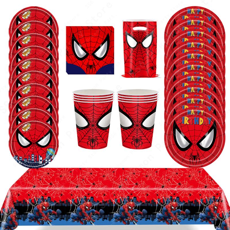 Spiderman Birthday Party Decor Itemations Disposable Tableware Plate Cup Napkins Bags Spidey Party Birthday Decor Itemation Supplies Set