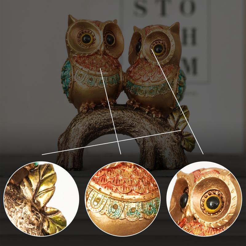 Luxury-style Owl Sculpture Resin Statue Craft Decorative Item for Home Bedroom Living Room Study Desk Luxury Decoration