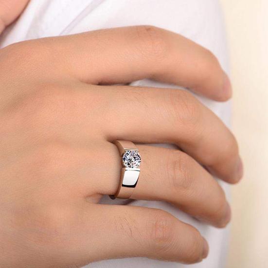 Inel de deget unisex rotund cu zirconiu cu incrustație Cadou de bijuterii de logodnă de nuntă