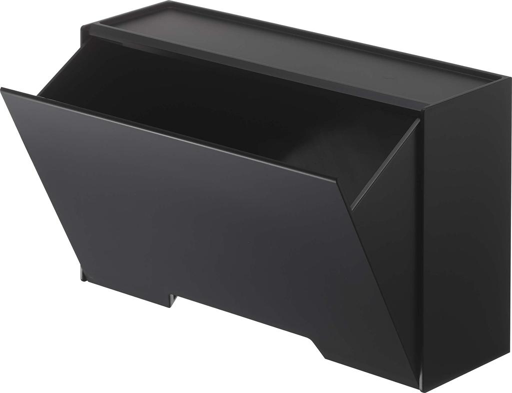 Yamazaki Jitsugyo 5444 Maskenaufbewahrung Smart Flap Einfaches Nachfüllen der Maske Zwei-Wege-Etui, Schwarz, Ca.. B22XT7,5~14XH14cm, Typ,