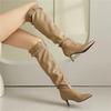 Dámske čižmy na vysokom podpätku jeseň a zima nové špicaté tenké podpätky elegantný temperament veľká veľkosť stredné čižmy