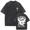 Christus Jesus Gesegnet für immer Bibelvers Vintage Gewaschene T-Shirts Herren Damen Baumwolle Übergroße T-Shirts Männliche Mode Streetwear