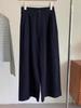 Ultra-Comfortable Dark Blue Cotton & Linen Elastic Waist Summer Pants for Women