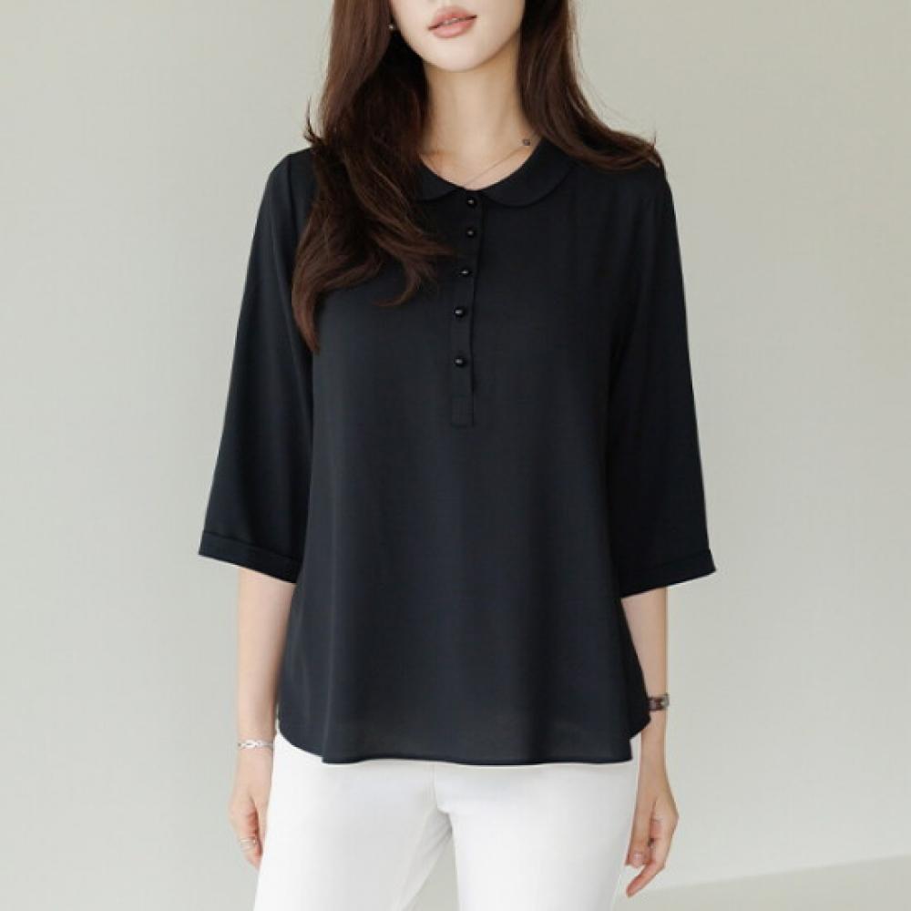 Dedra Summer Version Stacon Collar Blouse [the Black] Tbe3209