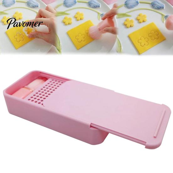 Pottery Anti-stick Tools Cornstarch Tapper Box for Polymer Clay, Powder Container with Clay Tool Case Removable Filter & Brush, Cutter Crafting