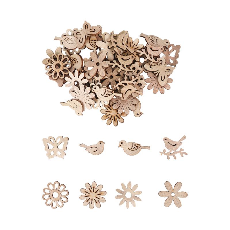 50/100pcs Christmas Natural Wooden Chip Santa Snowman DIY Wood Crafts Christmas Tree Hanging Ornament Pendant Navidad xmas Decor