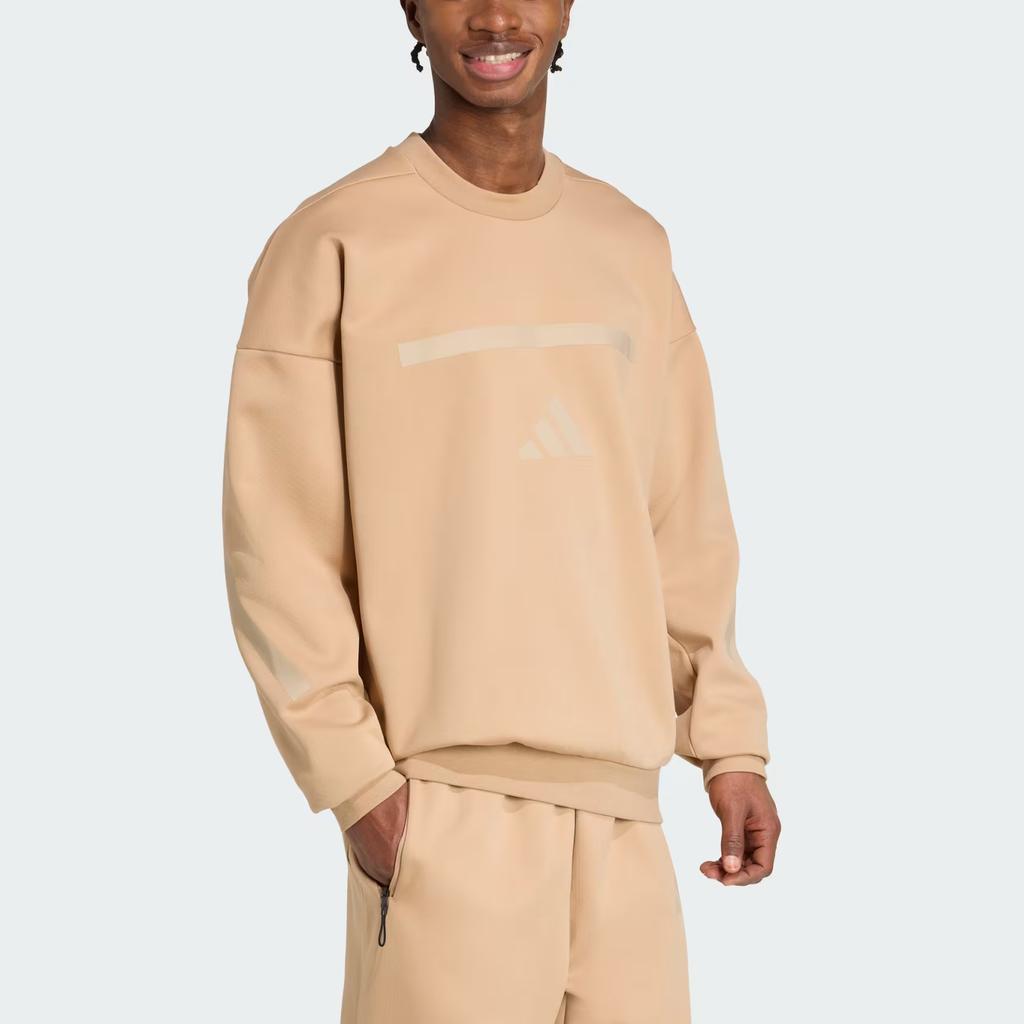 adidas Long Sleeve Crew Neck Loose Sweatshirt Men Sweatshirt Warm-Sandstone JW4750