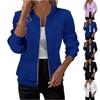 Women's Casual Solid Color Long Sleeve Quilted Zipper Jacket Lightweight Bomber Style Outerwear for Everyday Wear