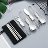 Flatware Lunch Utensils Kitchen Tool Folding Fork Serving Spoon Folding Cutlery Set Tableware