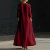 Women’s Elegant Long Sleeve V Neck Maxi Dress Bohemian Style Vacation Wear with Button Loose Fit
