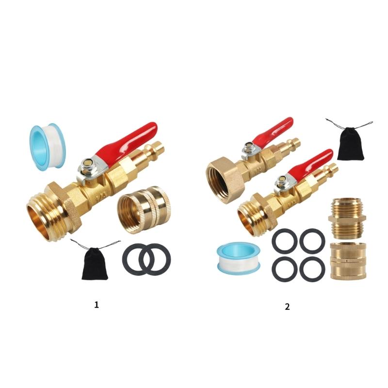 Winterizing Blowout Adapter with Shut Offs Valves, Sprinkler Blowout Adapter with Quick Connect Plug to 3/4 Garden Hose