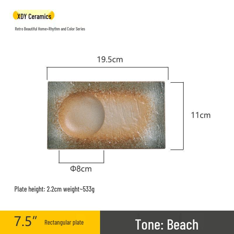 Japanese Minimalist Ceramic Plate for Sushi and Dumplings - Exquisite Underglaze Design