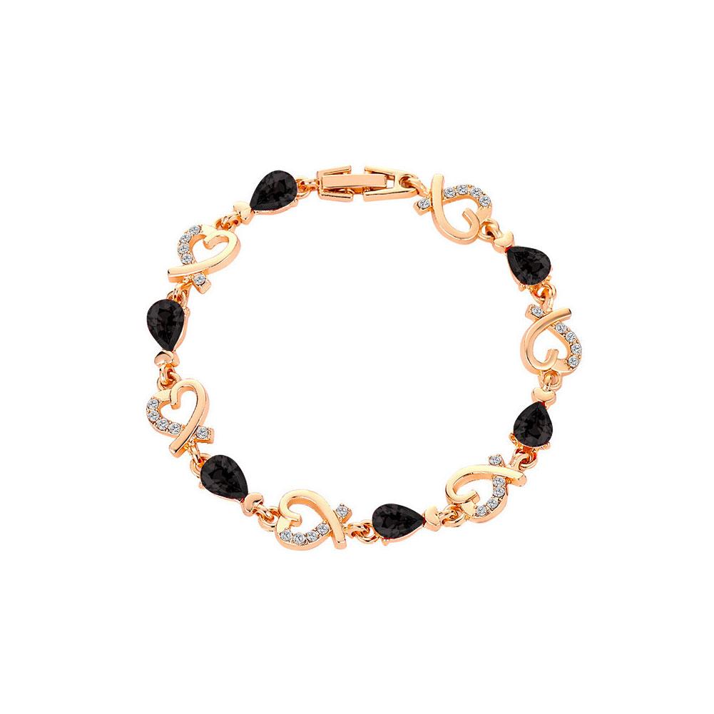 

Женский хрустальный браслет в форме сердца, синий, красный, циркон, стразы, женские ювелирные аксессуары чёрный