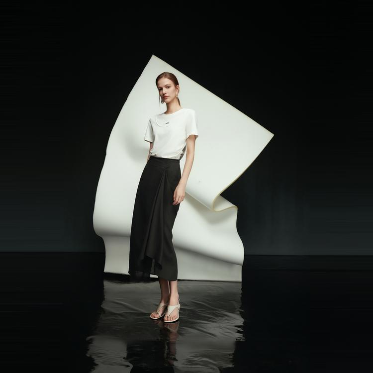 ELLE Modern Elegant Minimalist Design Lyocell Casual Skirt Women skirts ER51559