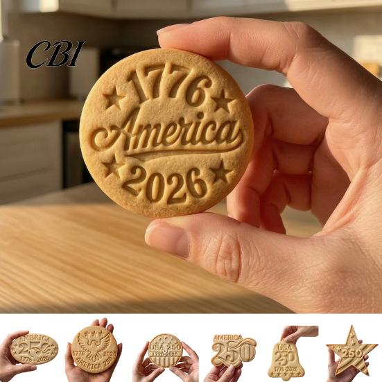 Three-dimensional Embossed Ornament 250th Anniversary Cookies with 3D Deep Texture, 1776-2026 Commemorative Decorations, Ideal Independence