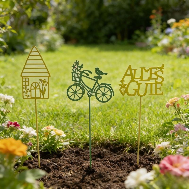 Metall Außen Gartenspieße Dekorative Blumenbeet Dekoration Pflanzenstütze Gartenfiguren Außenornament Metall Hofkunst