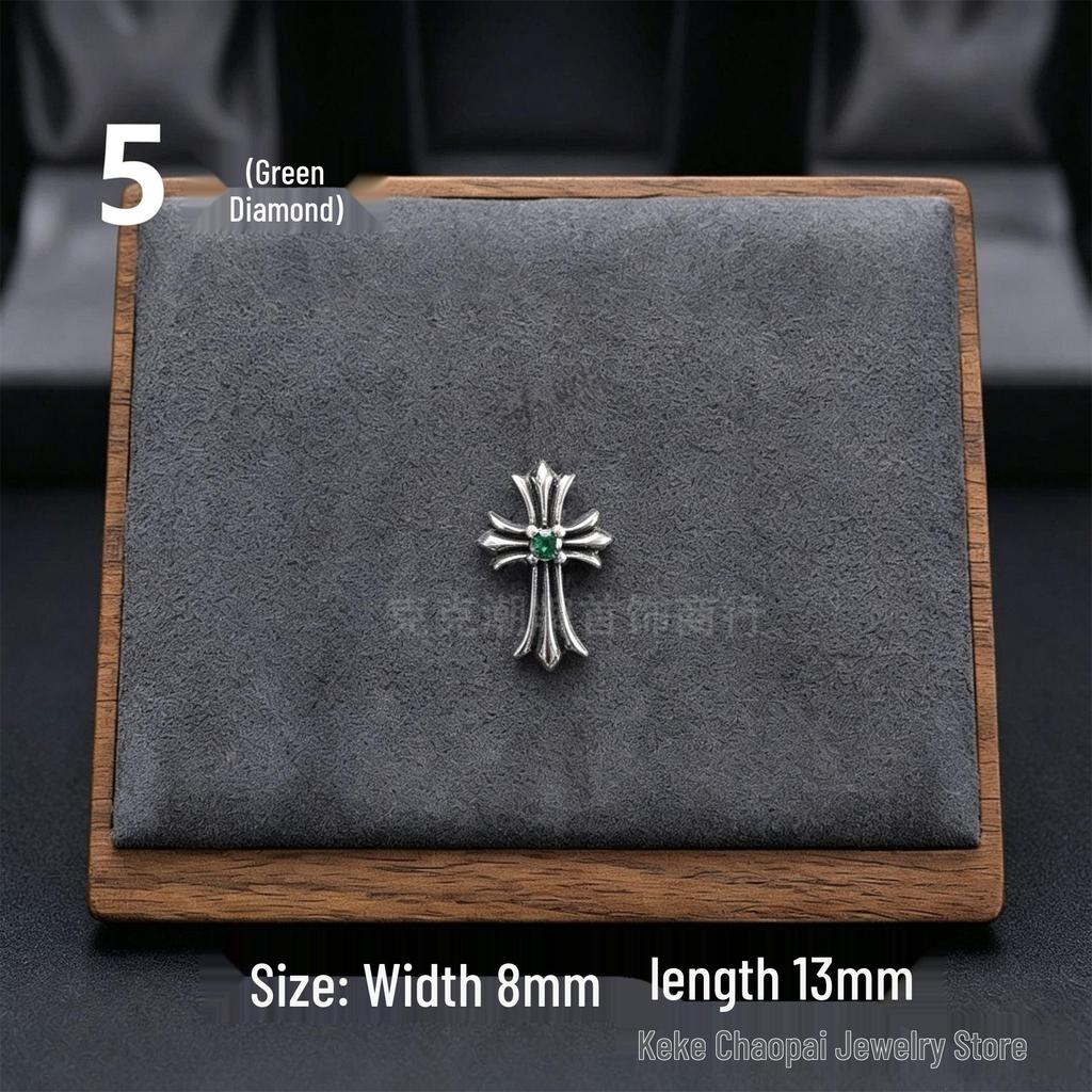 Cercei Stud Trendy Cruce Cupru Alb Argint Thai 925 cu Diamante Colorate pentru Bărbați și Femei