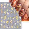 Spring Flower Nail Stickers Colorful Petals Beauty Summer Flowers Leaves Plants 5D Embossed Nail Decals Self-Adhesive Sunflower Daisy Nail Art
