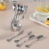 Rustproof Stainless Steel Ice Creams Spoon And Cocktails Fork Pack With Elegant Cygnet Stand Base For Gift