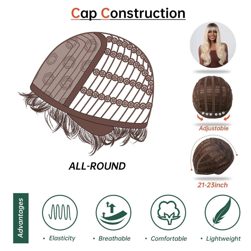 Long Wavy Platinum Synthetic Wigs for Women Afro Black To Blonde Daily Natural Hair Wigs With Bangs Heat Resistant Cosplay Wig
