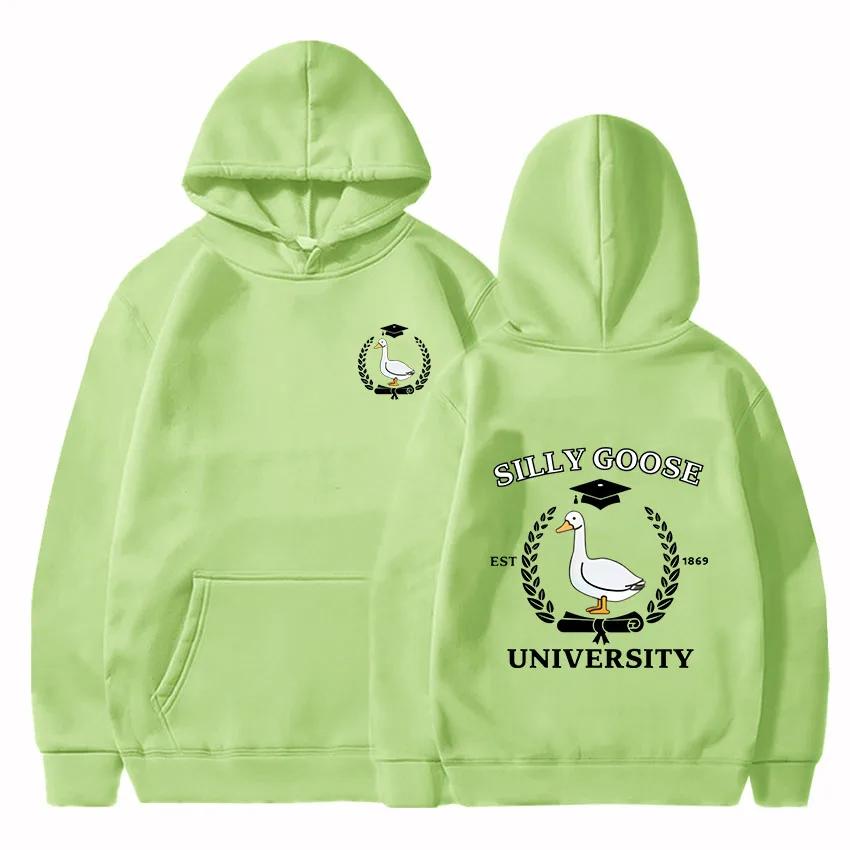 Silly Goose University Print Clothes Prevalent Vintage Casual Hoodies Autumn Men/women Fleece Sweatshirt Regular Pullover Blouse