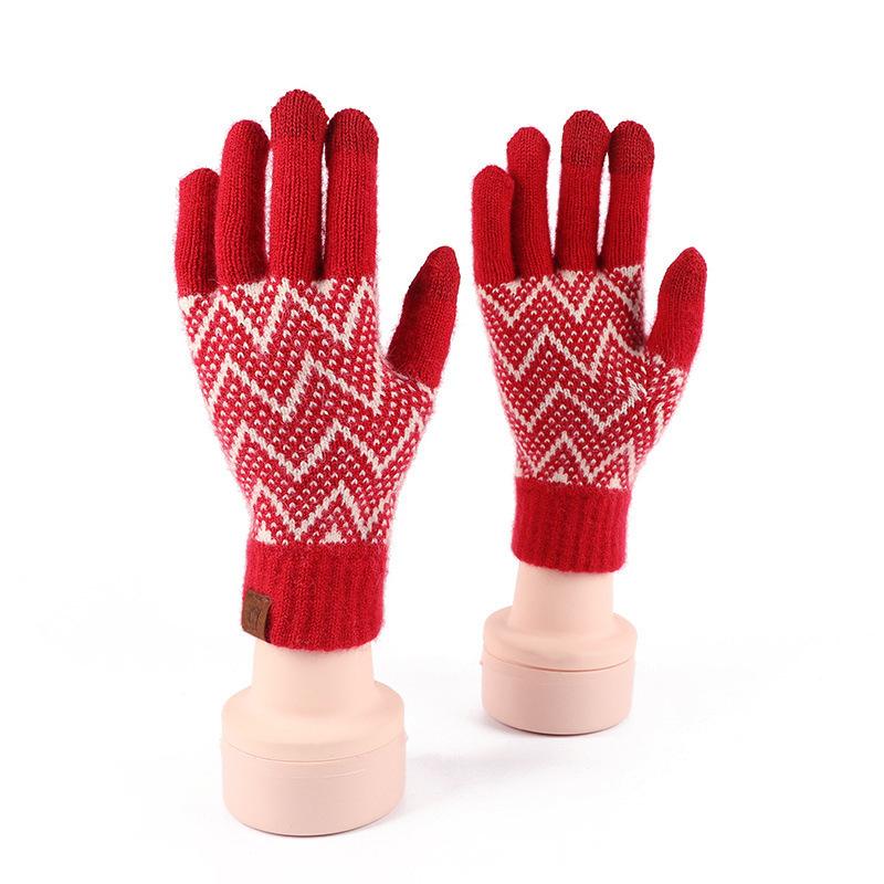 

Cotton Gloves Men and Women In Winter Warmth Plus Velvet Thickened Wool Knitted Bike Riding Northeastern Cold Winter