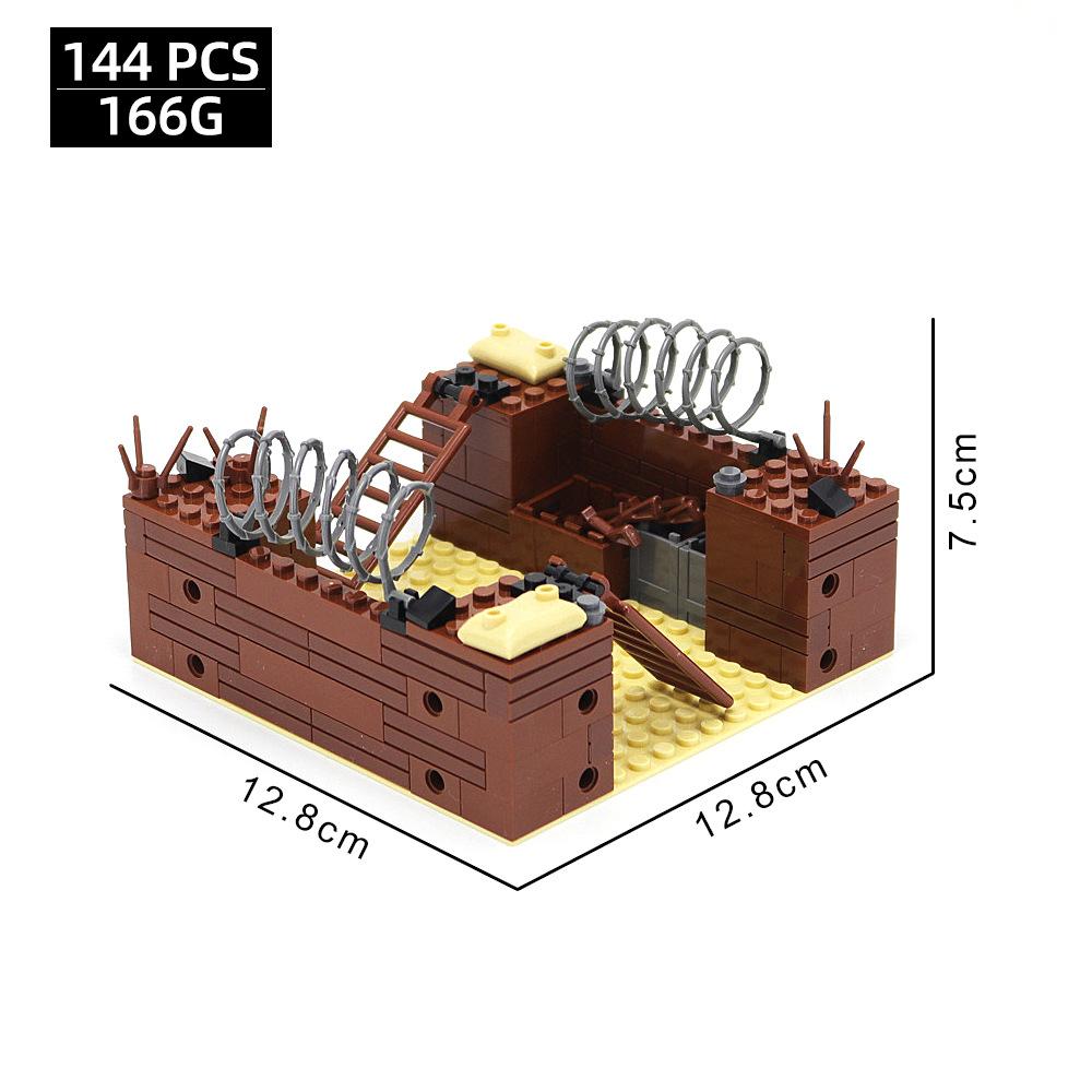 Small Particle Assembled Building Block Trench Fortress Bunker Military Battlefield Scene Ornament Decorative Toy