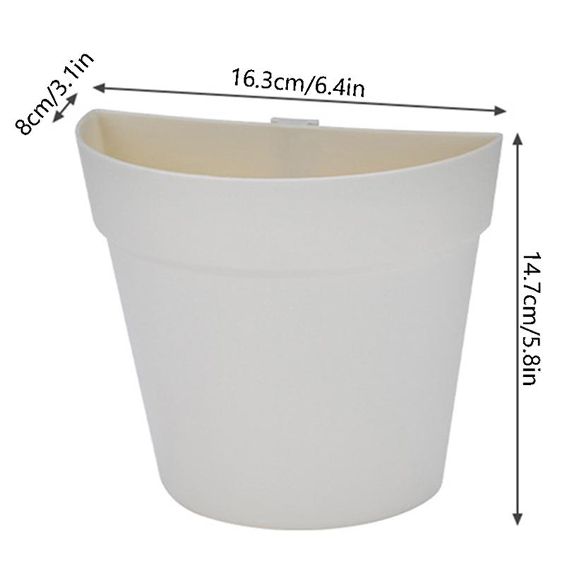 An der Wand befestigter Blumentopf aus Kunststoff für Topfpflanzen, kreativer, an der Wand hängender Pflanztopf, halbrund, kleiner Blumentopf, Wanddekoration