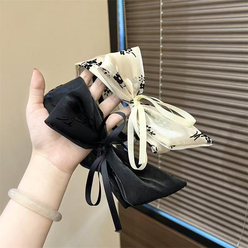 Chinese Style Satin Wide Edge Hair Band Bow Wrap Sweet Elegant Ribbon Headband Hair Accessories