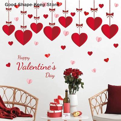 Heart-shaped Romantic Sweetheart Balloon Stickers For Valentine's Day Atmosphere Decor Stickers Glass Windows Display Windows