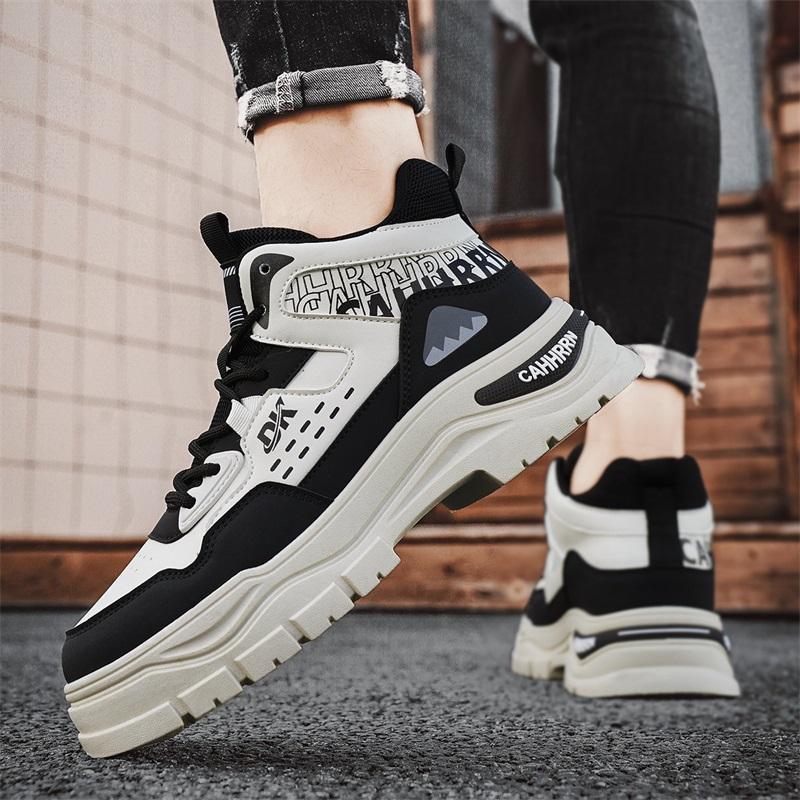 New Men's Classic Four Seasons Fashion High Top Thick Sole Skateboarding Shoes Comfortable Soft Sole Basketball Sneakers