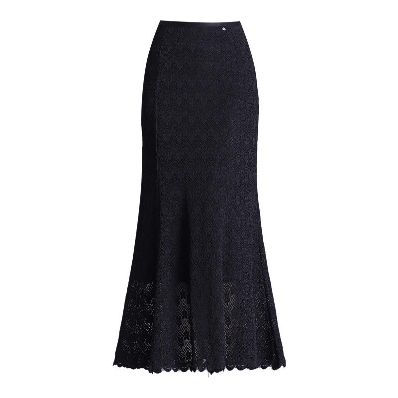 Women's Elegant High Waist Lace Fishtail Midi Skirt - Spring 2026