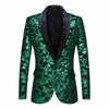 PYJTRL Herremote Gylden skinnende paljett blomstermønster dressjakke blazer