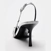 Fashion Elegant Metal Buckle Women Pumps Sexy Pointed Toe Slingbacks Thin High Heels Sandals High Quality Leather Luxury Designer Heels