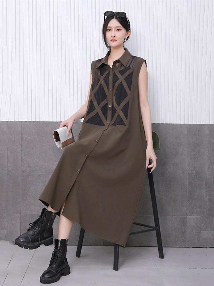 XITAO Mesh Perspective Sleeveless Dress GYX1528