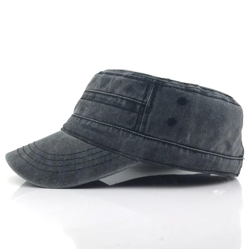 Tactical Hunting Cap for Men Solid Washed Denim Baseball Cap Summer Flat Military Snapback Vintage Sunshade Sun Dad Hat