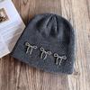 Fashion Color Solid Bow Decoration Women Casual Knitted Hat Autumn Winter And