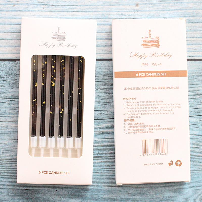 

New Black Gold Platinum A8 Pencil Candles, Creative Party Long Pole Baking Decorative Box Candles A8 Platinum Birthday Candle