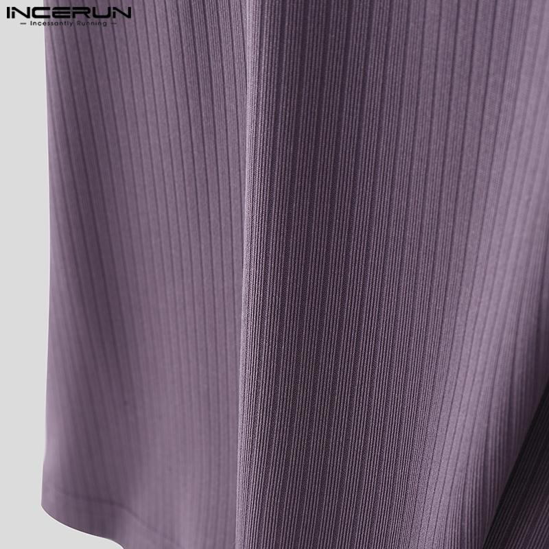 INCERUN Herren Ärmellose Freizeit Tanktops Einfarbig Rippstrick Figurbetont Unterhemden