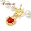 18K Gold Plated Red Stone with Zircon Toggle Clasps Accessories For Bracelets,Connectors For Jewelry OT Clasps Findings