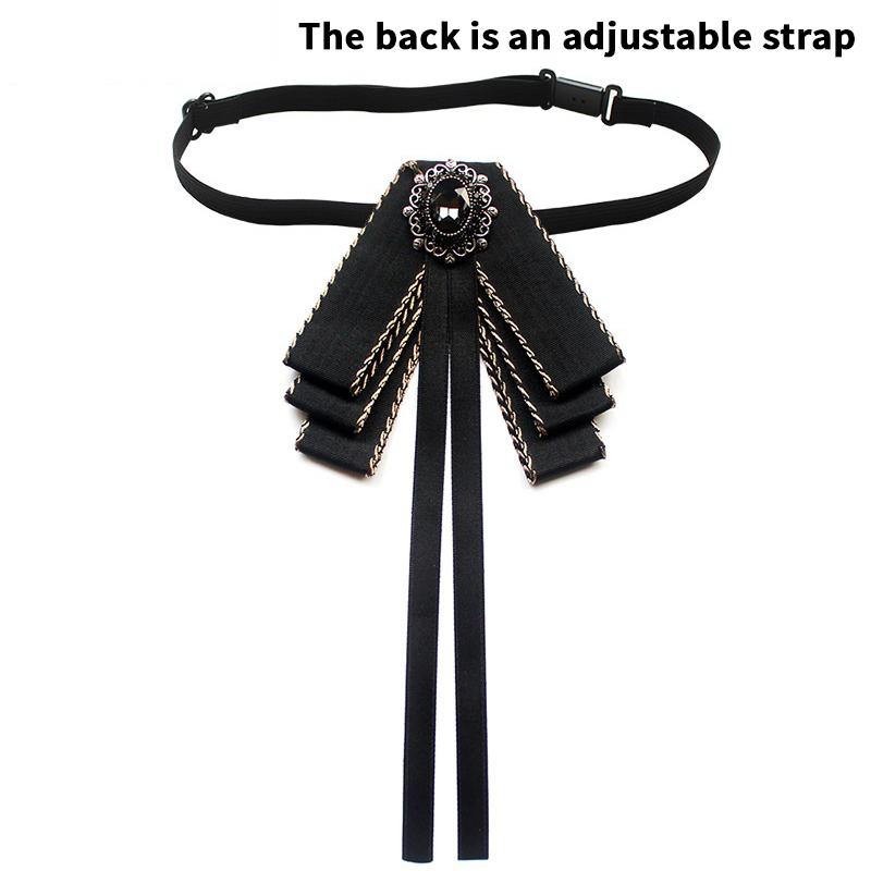 Korean Women'S Bow Tie Brooch Black Rhinestone Pearl Shirt Collar Pins Fashion Bowknot Bowtie Ribbon Wedding Party Necktie