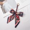 Silk Scarf Keychain with Horseshoe Buckle and Ribbon Bow for Bags and Cars