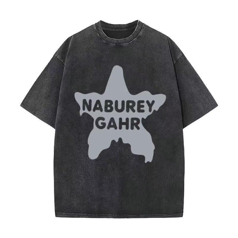 

Washed Do Old Short-Sleeved T-Shirt Men Tide Summer Loose Five-Minute Sleeve New Trend Ins Simple Printed Tops 5XL сірий колір