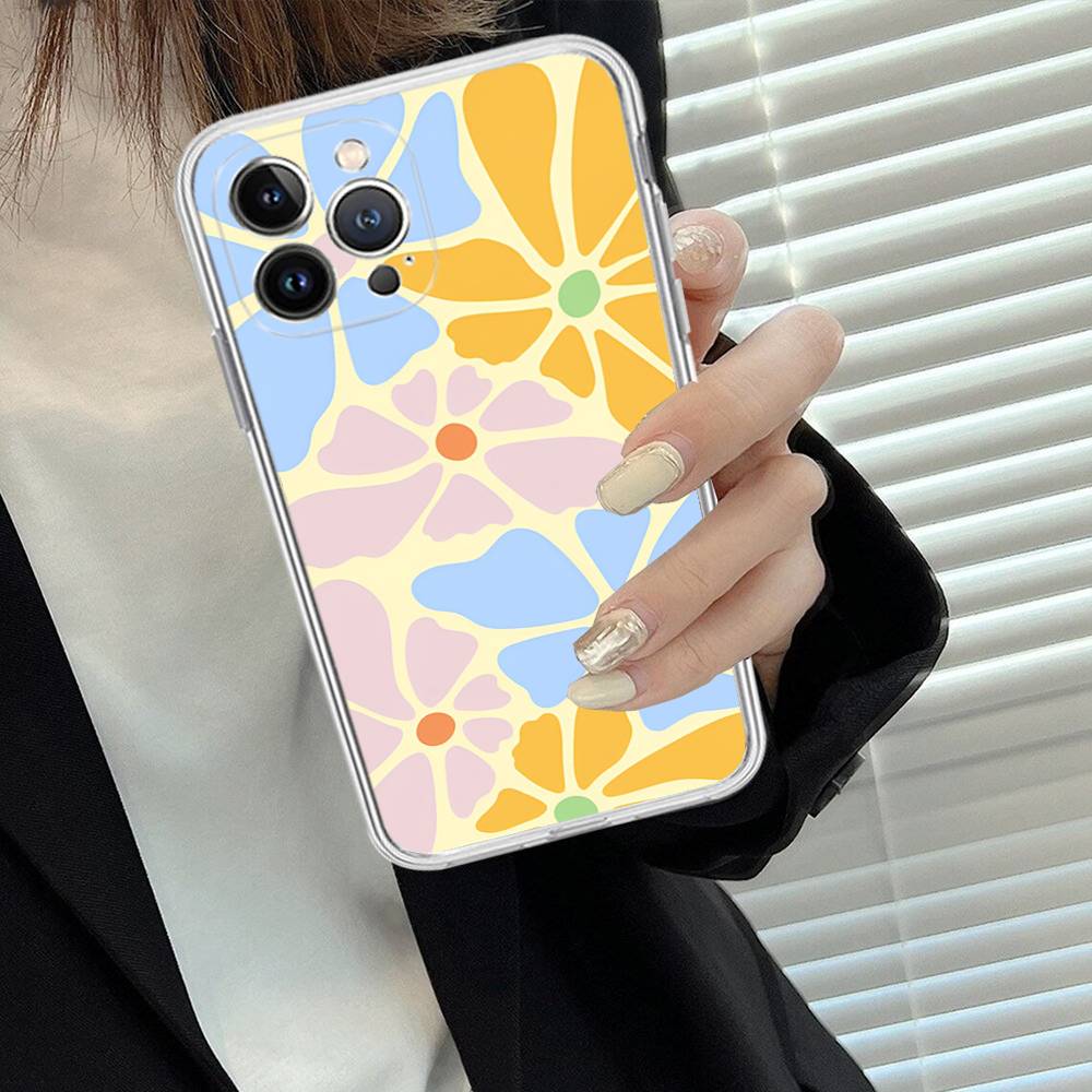 Abstract Flower Market Phone Case For IPhone 11 13 16 12 17 14 15 Pro Max Plus Soft Clear Back Cover Coque