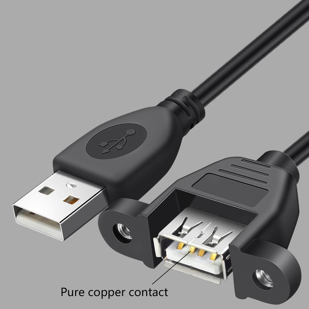 USB 2.0 Male To Female Extension Cable With Panel Mount Screws Fast Data Transfer Cord 25/50/100/150/200/300/500CM