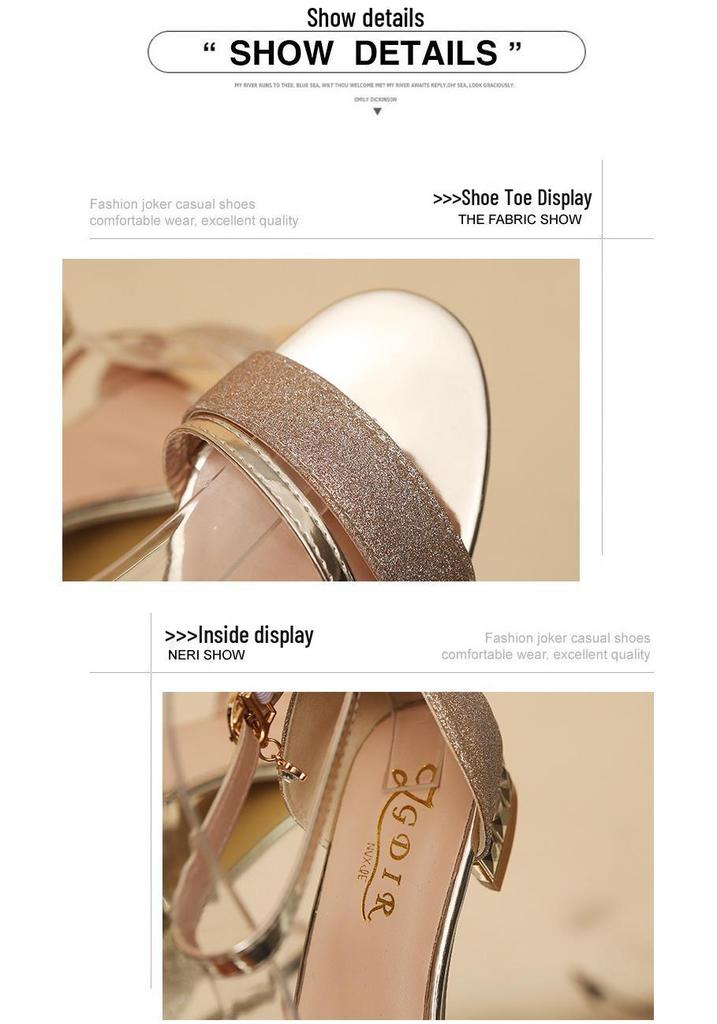 2025 Women's Plus Size Summer Peep-Toe Chunky Heel Sandals - Classic Single Strap Open-Toe Mid-Heel