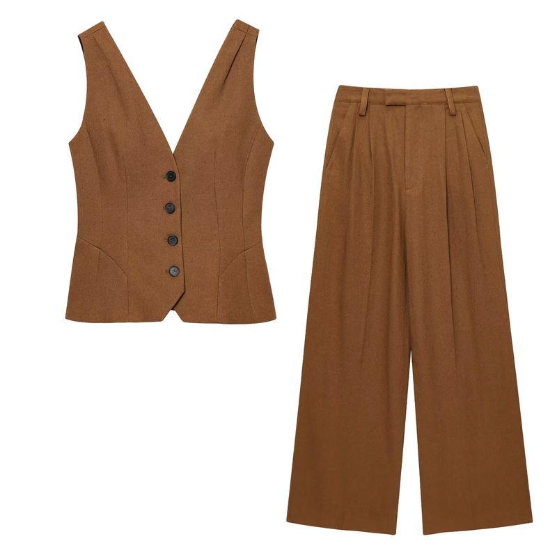 Kaslead New Women Clothes Western Style Minimalist V-neck Vest Vest Trousers 3503586 2734586
