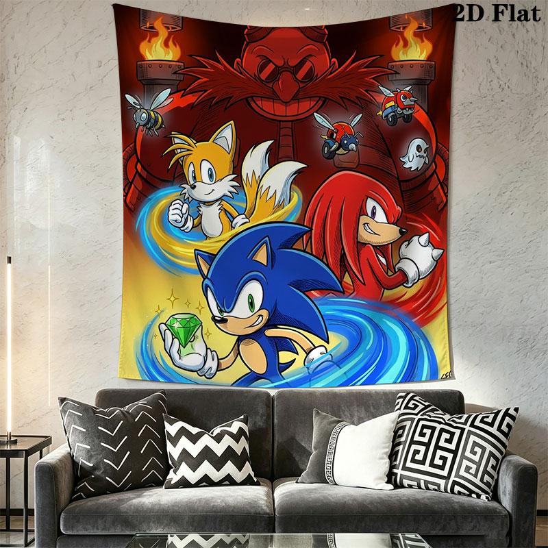 Hedgehog Sonic Whiz Wall Hanging Printed Fabric Blanket Decorative Tapestries for Bedroom Living Room Home Decor
