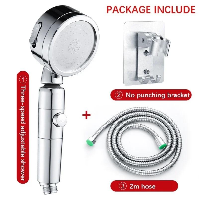 High Pressure Handheld Shower Head ABS Shower Head with 3-Speed Spraying Bathroom Shower Gadgets